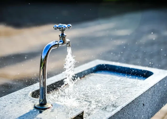 A public faucet with clean running water